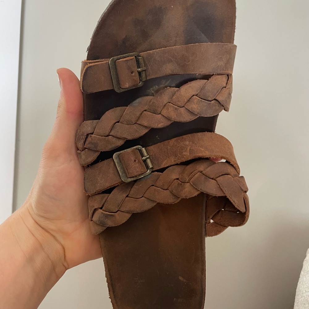 Brown Braided Strap Slide Sandals - Picture 4 of 4